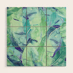 Banana Tree Leaves | Tropical  BLUE Watercolor Wood Wall Art Gallery Image 1