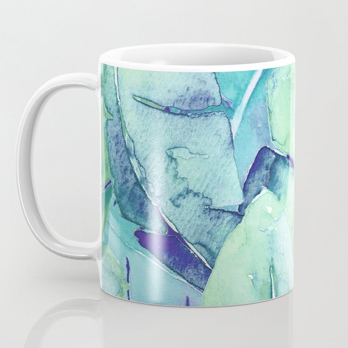 Banana Tree Leaves | Tropical  BLUE Watercolor Coffee Mug Gallery Image 3