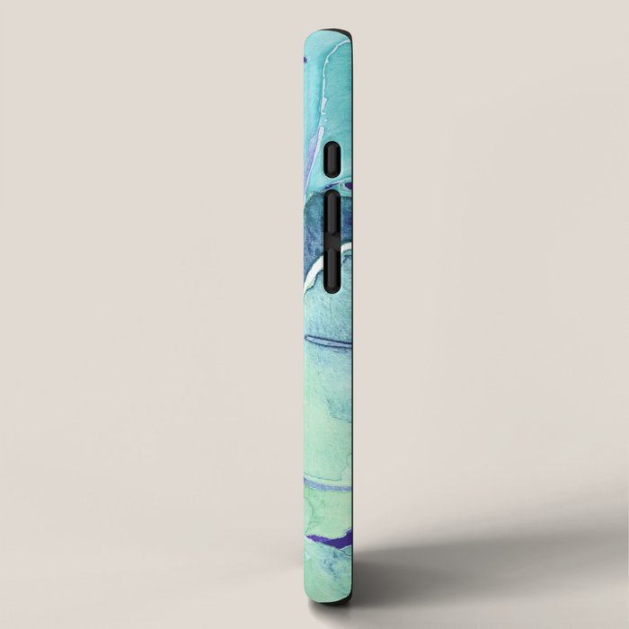 Banana Tree Leaves | Tropical  BLUE Watercolor iPhone Case Gallery Image 2
