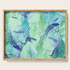 Banana Tree Leaves | Tropical  BLUE Watercolor Serving Tray Gallery Image 1