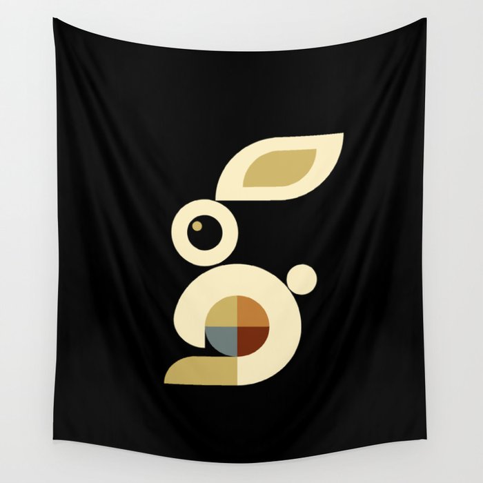 white rabbit modern Wall Tapestry Gallery Image 4