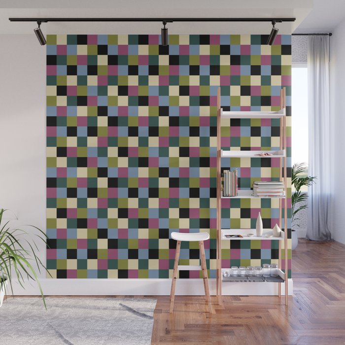 Bold Colorful Checks Pattern - Small I Wall Mural Gallery Image 1
