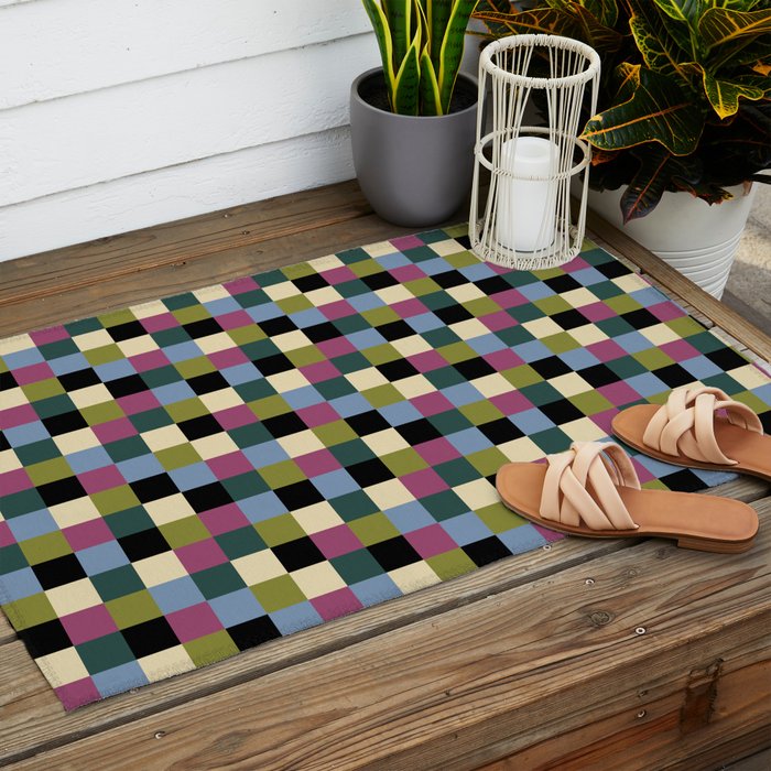 Bold Colorful Checks Pattern - Small I Outdoor Rug Gallery Image 2
