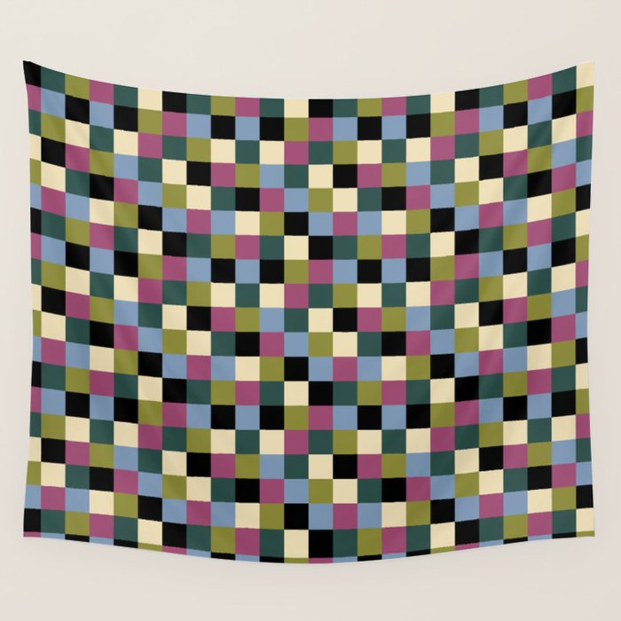 Bold Colorful Checks Pattern - Small I Wall Tapestry Gallery Image 4