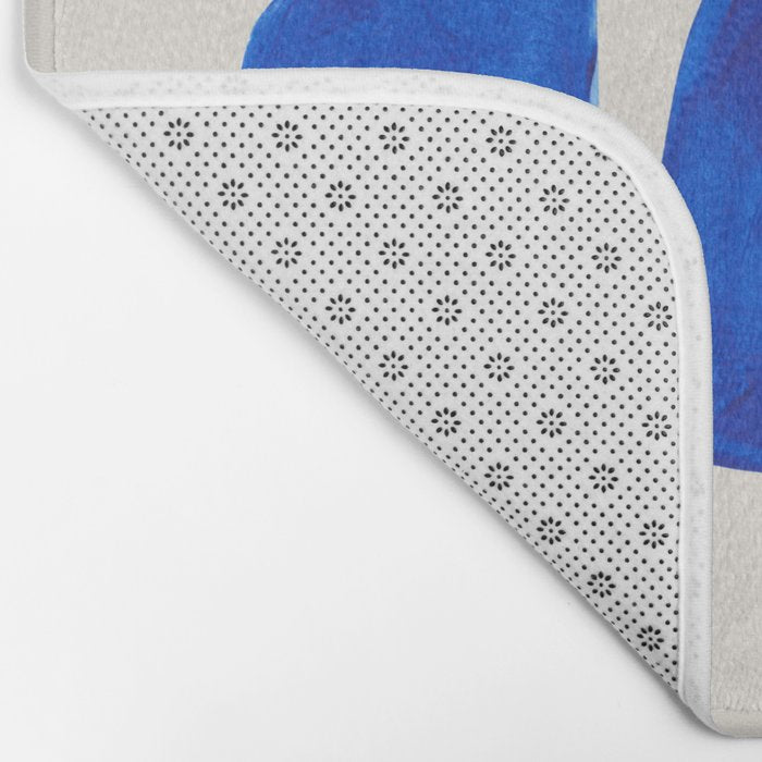 Minimalist Modern Mid Century Colorful Abstract Shapes Phthalo Blue Native Pebbles Stacked Bath Mat Gallery Image 2