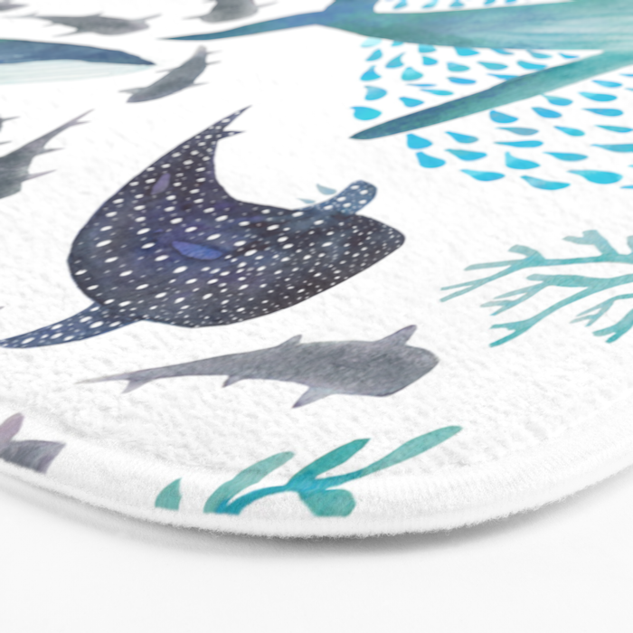 Sharks, Humpback Whales, Orcas & Turtles Ocean Play Print Bath Mat Gallery Image 3