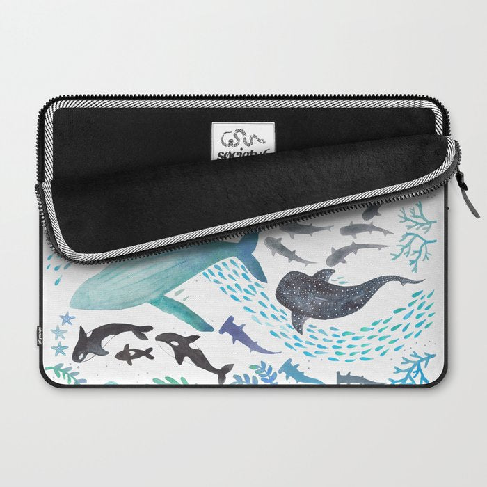 Sharks, Humpback Whales, Orcas & Turtles Ocean Play Print Laptop Sleeve Gallery Image 2