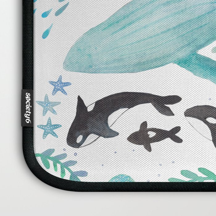 Sharks, Humpback Whales, Orcas & Turtles Ocean Play Print Laptop Sleeve Gallery Image 3