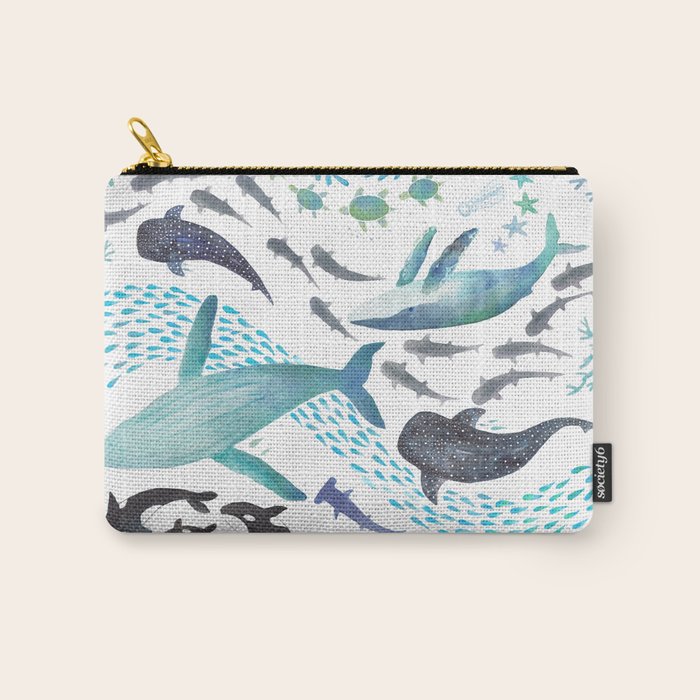 Sharks, Humpback Whales, Orcas & Turtles Ocean Play Print Carry All Pouch Gallery Image 1