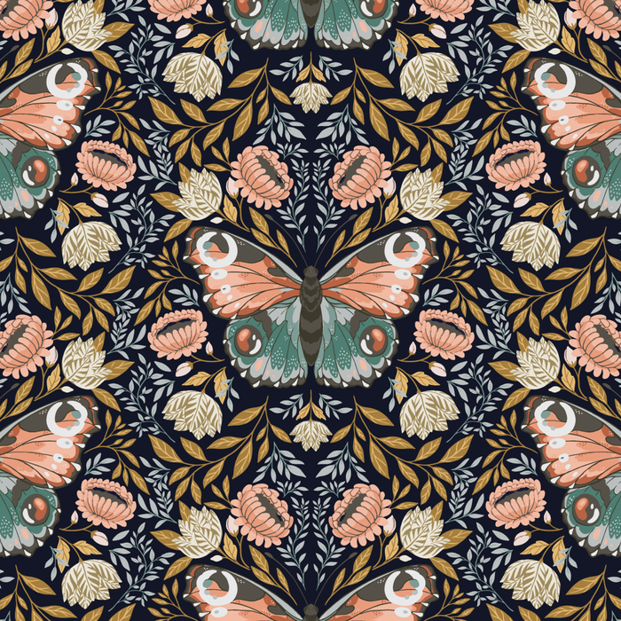 William Morris Inspired Butterfly Pattern - Midnight Garden Coffee Mug Gallery Image 2