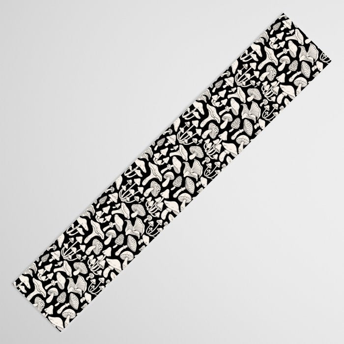 Mushrooms in Black And White Table Runner Gallery Image 3