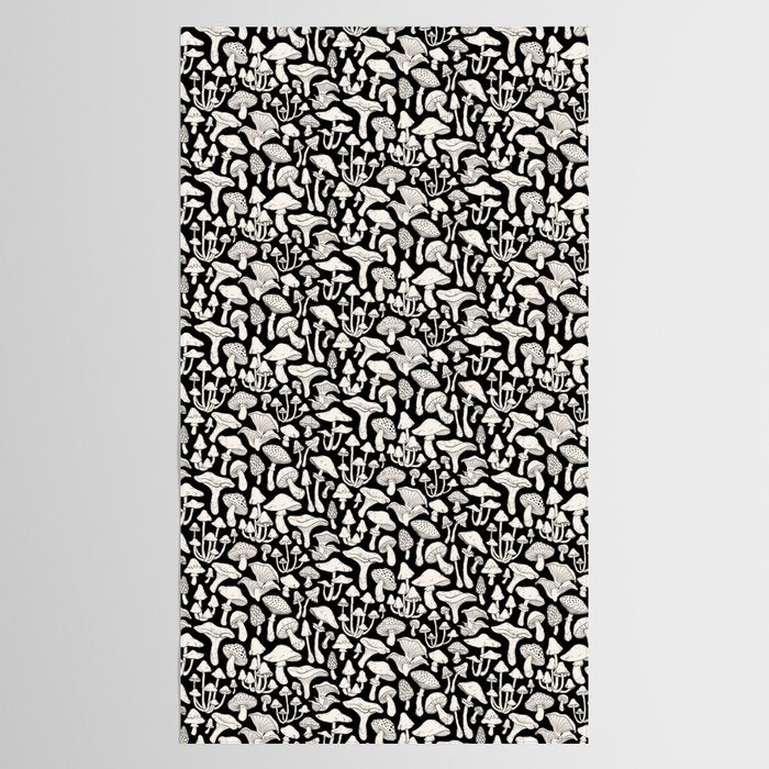 Mushrooms in Black And White Tablecloth Gallery Image 2