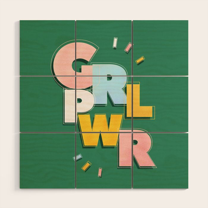 GIRL POWER - green Wood Wall Art Gallery Image 1