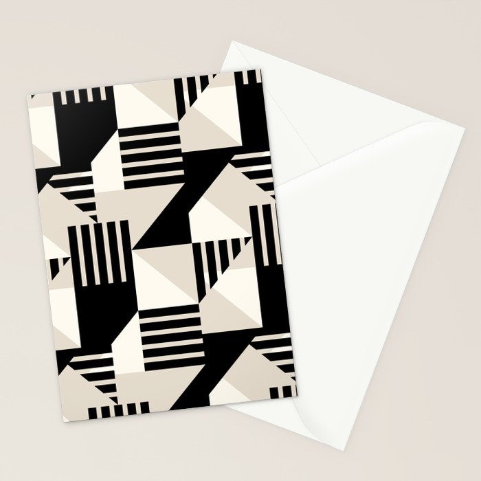 Geometric Abstract in Black and White Stationery Card Gallery Image 2