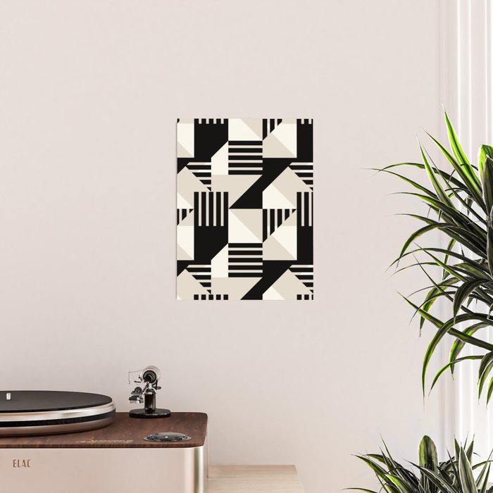 Geometric Abstract in Black and White Poster Gallery Image 2