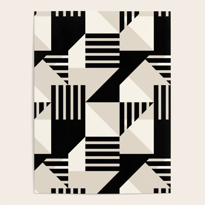 Geometric Abstract in Black and White Poster Gallery Image 1