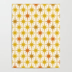 Midcentury Modern Atomic Starburst Pattern Mustard Ochre Orange Gold Cream Poster Gallery Image 4