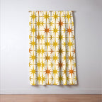 Midcentury Modern Atomic Starburst Pattern Mustard Ochre Orange Gold Cream Window Curtain Gallery Image 3