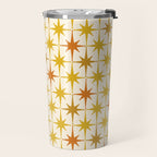 Midcentury Modern Atomic Starburst Pattern Mustard Ochre Orange Gold Cream Travel Mug Gallery Image 2