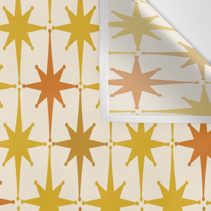 Midcentury Modern Atomic Starburst Pattern Mustard Ochre Orange Gold Cream Wall Tapestry Gallery Image 3