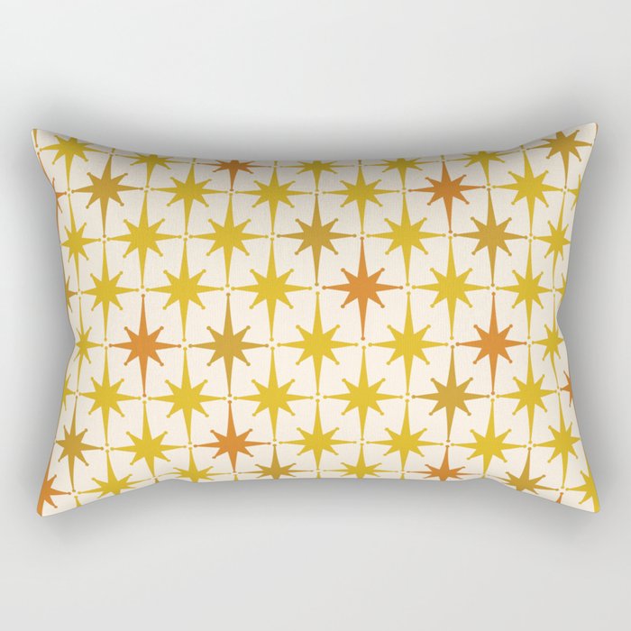 Midcentury Modern Atomic Starburst Pattern Mustard Ochre Orange Gold Cream Rectangular Pillow Gallery Image 2