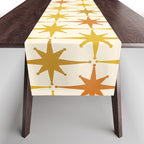 Midcentury Modern Atomic Starburst Pattern Mustard Ochre Orange Gold Cream Table Runner Gallery Image 1