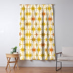 Midcentury Modern Atomic Starburst Pattern Mustard Ochre Orange Gold Cream Window Curtain Gallery Image 5