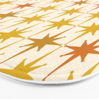 Midcentury Modern Atomic Starburst Pattern Mustard Ochre Orange Gold Cream Bath Mat Gallery Image 3