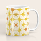 Midcentury Modern Atomic Starburst Pattern Mustard Ochre Orange Gold Cream Coffee Mug Gallery Image 1
