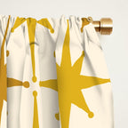 Midcentury Modern Atomic Starburst Pattern Mustard Ochre Orange Gold Cream Window Curtain Gallery Image 2