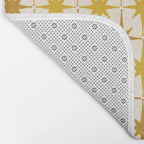 Midcentury Modern Atomic Starburst Pattern Mustard Ochre Orange Gold Cream Bath Mat Gallery Image 2