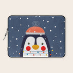 Christmas Penguin with fairy lights no2 Laptop Sleeve Gallery Image 1
