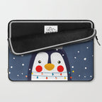 Christmas Penguin with fairy lights no2 Laptop Sleeve Gallery Image 2