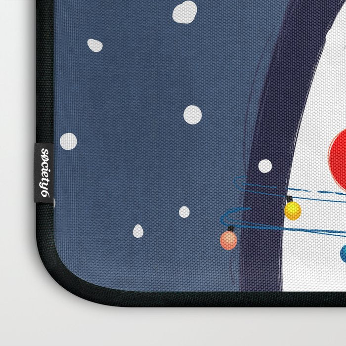 Christmas Penguin with fairy lights no2 Laptop Sleeve Gallery Image 3