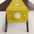 Daisy Stripes Pattern in Chartreuse Olive Yellow and White Table Runner Gallery Image 1