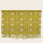 Daisy Stripes Pattern in Chartreuse Olive Yellow and White Wall Hanging Gallery Image 1