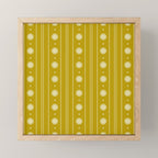 Daisy Stripes Pattern in Chartreuse Olive Yellow and White Mini Art Print Gallery Image 1