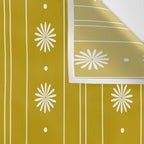 Daisy Stripes Pattern in Chartreuse Olive Yellow and White Wall Tapestry Gallery Image 3