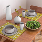 Daisy Stripes Pattern in Chartreuse Olive Yellow and White Placemat Gallery Image 2