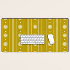Daisy Stripes Pattern in Chartreuse Olive Yellow and White Desk Mat Gallery Image 1