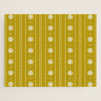 Daisy Stripes Pattern in Chartreuse Olive Yellow and White Jigsaw Puzzle Gallery Image 1