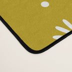 Daisy Stripes Pattern in Chartreuse Olive Yellow and White Desk Mat Gallery Image 4