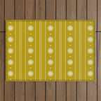 Daisy Stripes Pattern in Chartreuse Olive Yellow and White Outdoor Rug Gallery Image 1