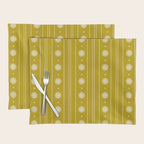 Daisy Stripes Pattern in Chartreuse Olive Yellow and White Placemat Gallery Image 1