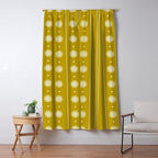 Daisy Stripes Pattern in Chartreuse Olive Yellow and White Window Curtain Gallery Image 5
