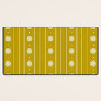 Daisy Stripes Pattern in Chartreuse Olive Yellow and White Desk Mat Gallery Image 3