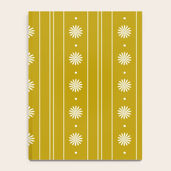 Daisy Stripes Pattern in Chartreuse Olive Yellow and White Notebook Gallery Image 4