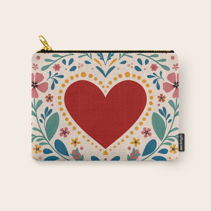 Folkloric heart Carry All Pouch Gallery Image 1