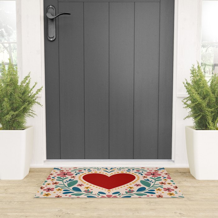 Folkloric heart Welcome Mat Gallery Image 3