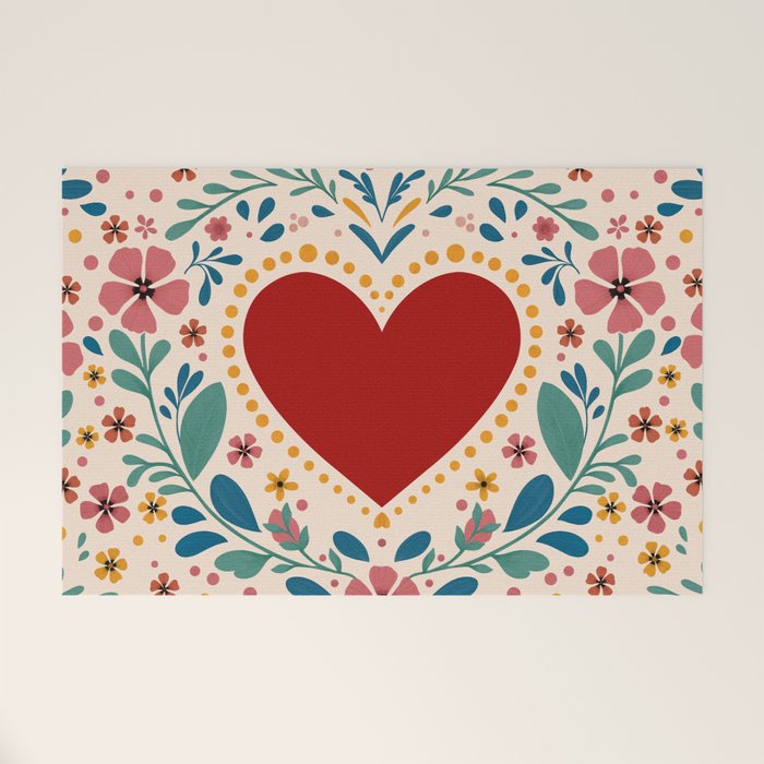 Folkloric heart Welcome Mat Gallery Image 1
